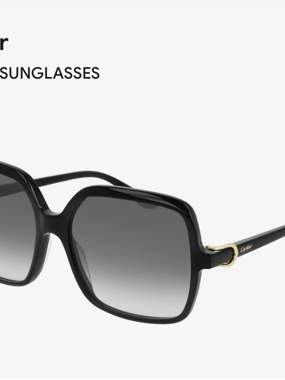 Cartier Black Acetate Square Sunglasses with Gold Accents